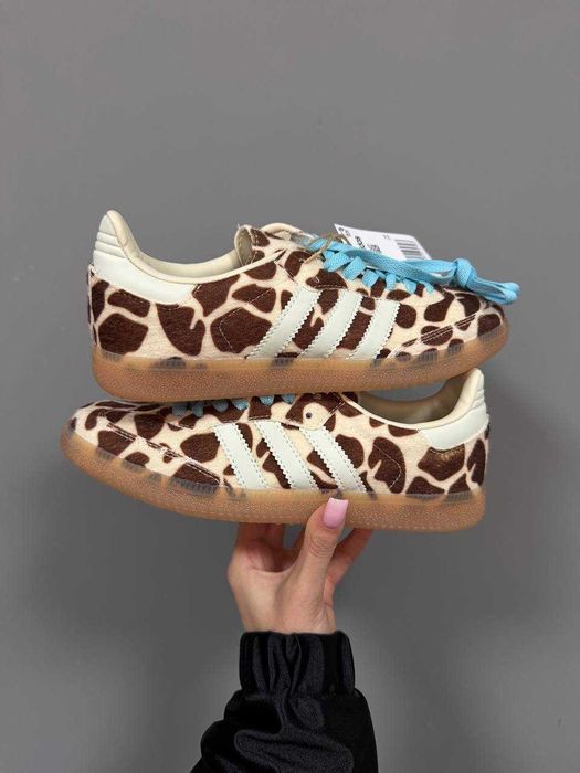 Кеди Adidas Samba Giraffe Print Blue Laces | кросівки Адідас Самба Жираф Прінт бежево-бордові
