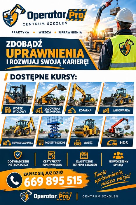Kurs na wózek widłowy  950 zł UDT