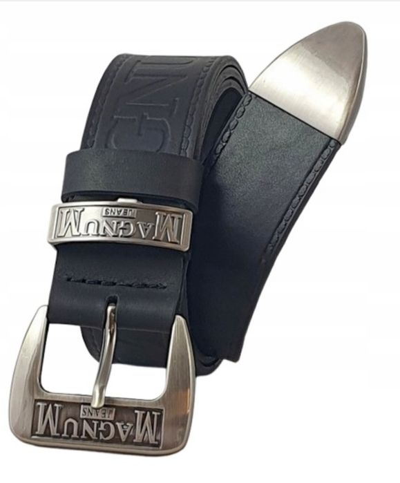 Pasek męski czarny skórzany  do spodni Magnum Jeans