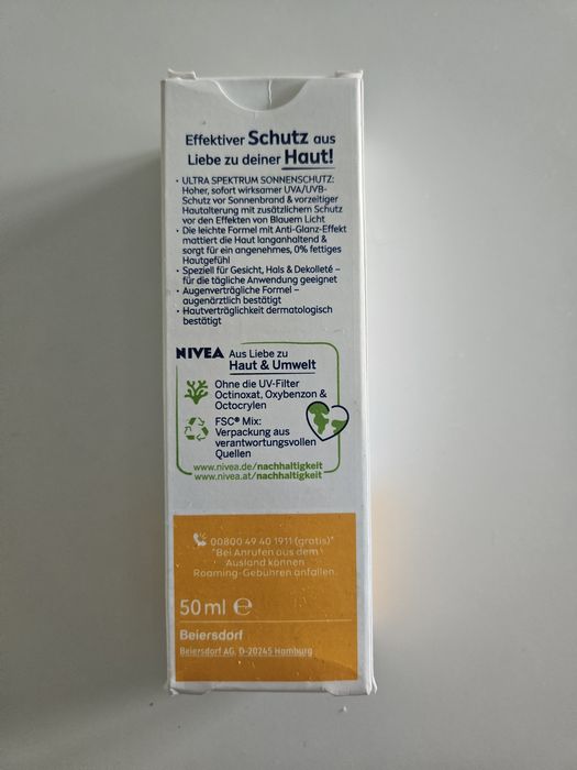 Spf 50 nivea matujący krem do cery normalnej/mieszanej