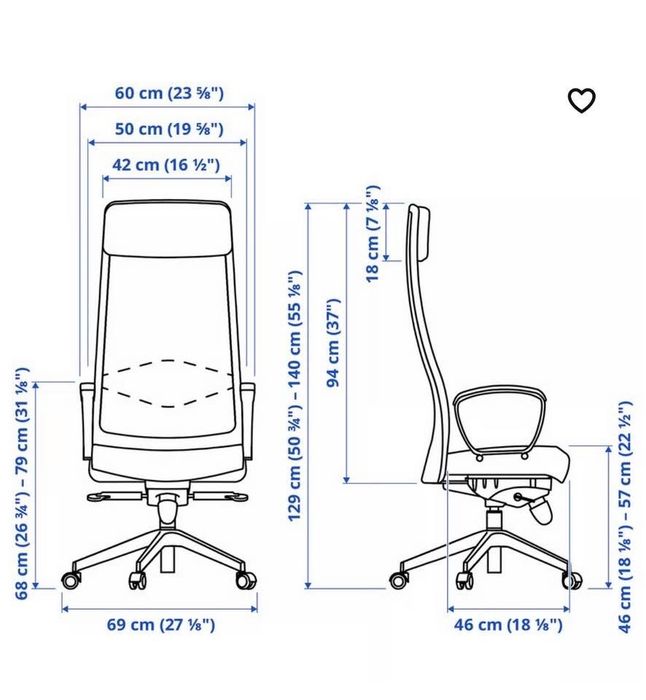 Biurko i fotel biurowy z Ikea.