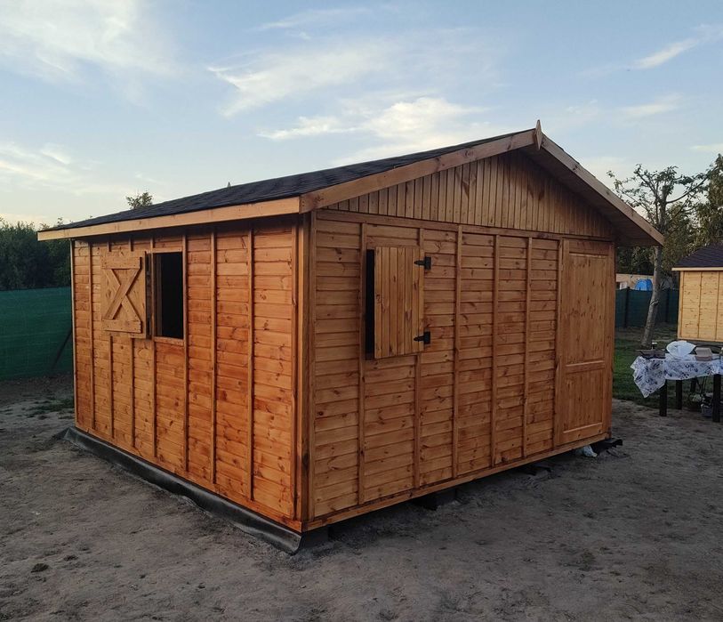 Domek narzędziowy ogrodowy drewniany 4×4 m altana drewutnia 16m na ROD