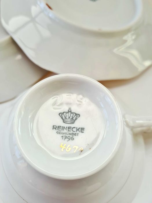 Trio śniadaniowe Reinecke, spritzdekor lata 20/30 piękne art deco