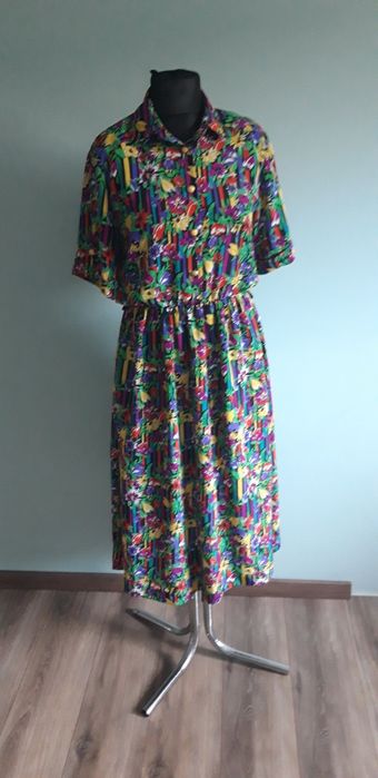 Kolorowa sukienka w stylu Vintage L