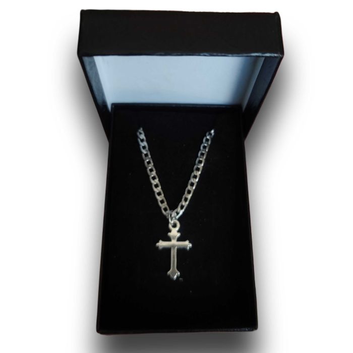 Naszyjnik pancerka stal szlachetna 55 cm 3 mm + krzyżyk