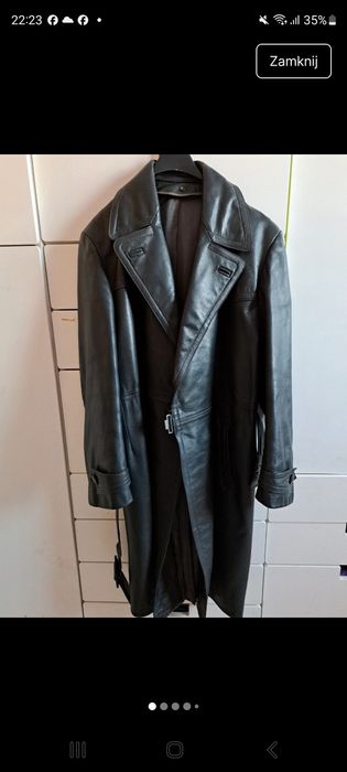 Vintage 1959 Oficerski skórzany płaszcz VEB Treiber HDS Genshagen r.50