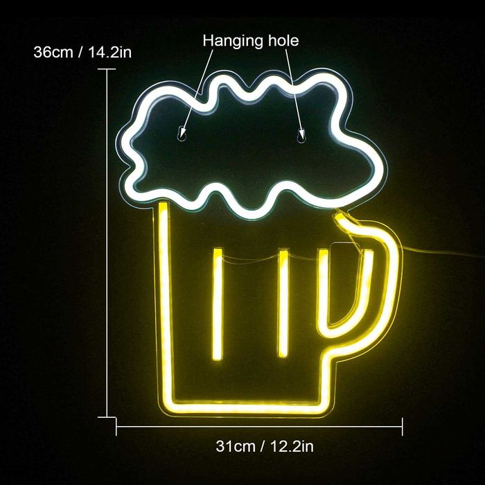 Sinal Luminoso Néon LED em Acrílico com Logotipo Caneca de Cerveja