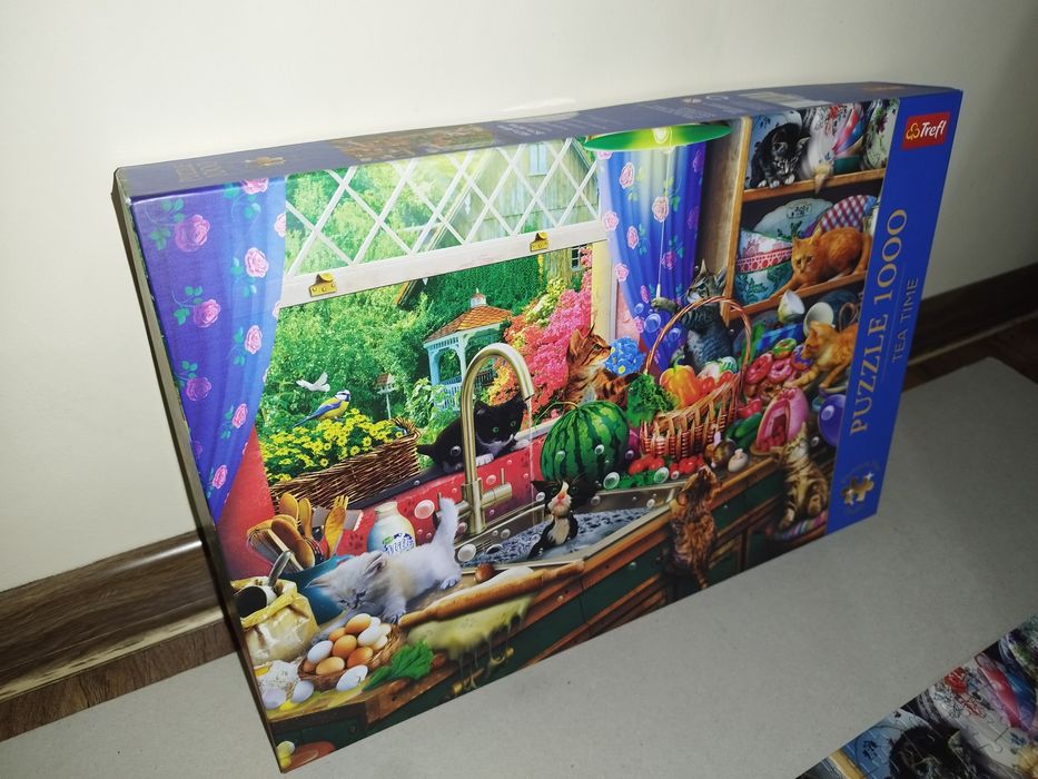 Puzzle 1000 elementów Trefl Tea Time Kociaki rozrabiaki kompletne