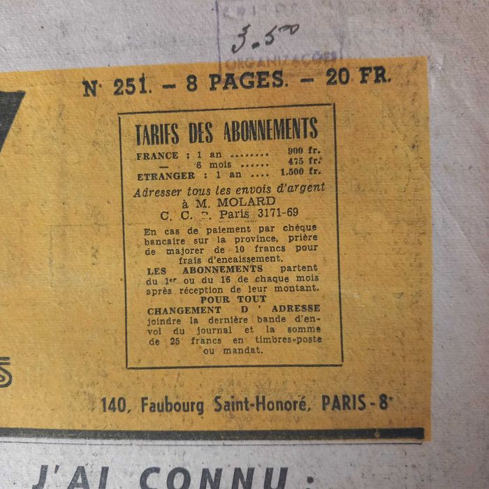Jornal francês " Arts " de 1950