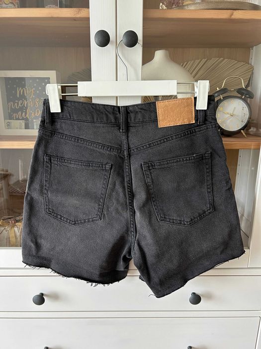 Czarne dżinsowe szorty jeansowe wysoki stan spodenki H&M 40 high waist