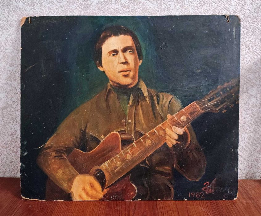 Картина Владимир Высоцкий 1982 г. масло СССР винтаж