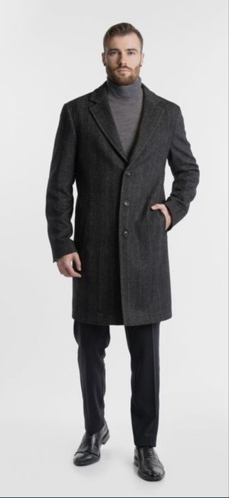 Чоловіче вовняне пальто Gregory Arber сіро сине /шерстяное пальто