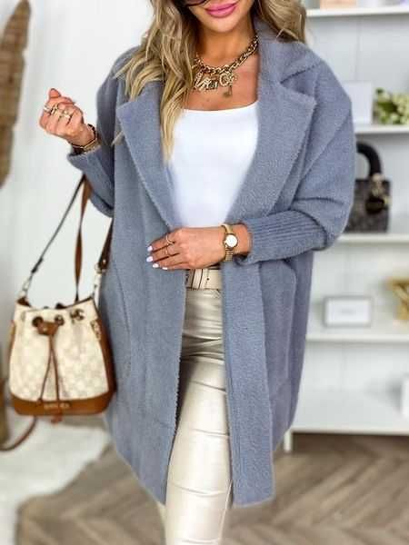 Szary płaszcz alpaka xxl