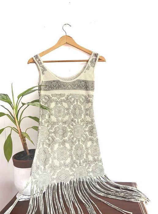 Camisola de Alças com Franjas Estilo Étnico/Hippie T.Único Vintage
