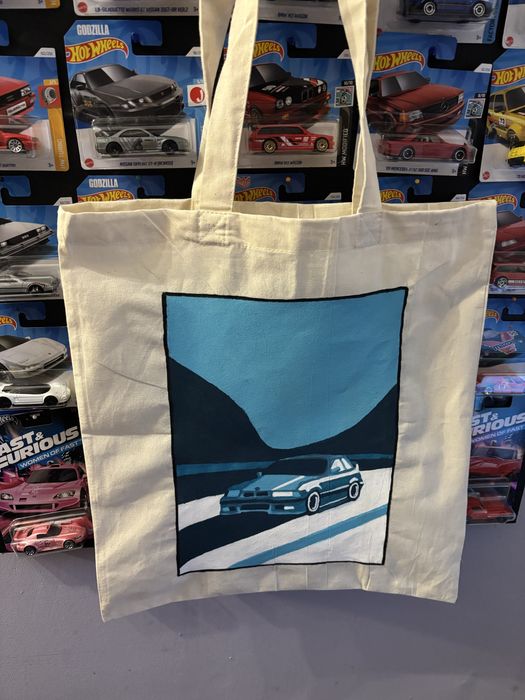 Ręcznie malowana torba płócienna z BMW