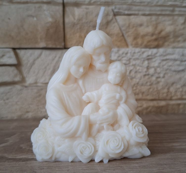 Świeca sojowa. Święta Rodzina. Rękodzieło