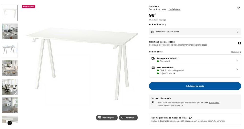 Secretária IKEA branca Tel: 925 709 504