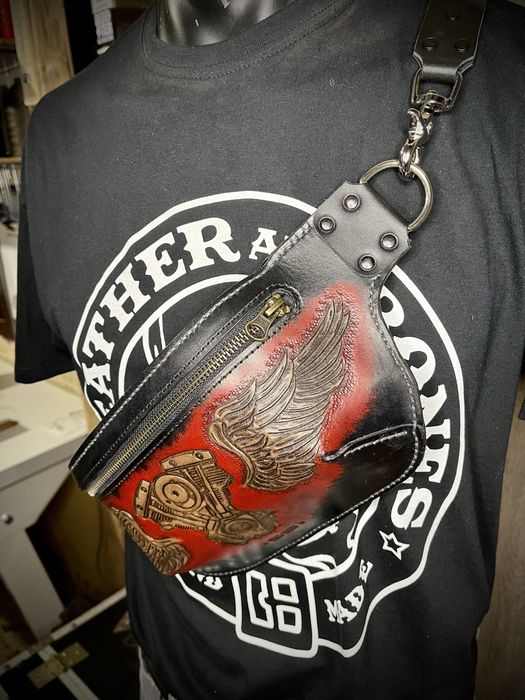 Saszetka nerka shovelhead harley handmade rock motocyklowa