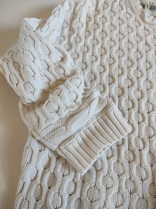 Biały lekki bawełniany sweter sweterek damski H&M 34 36