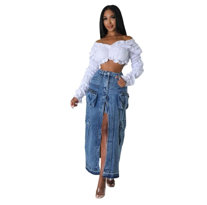 Spodnica maxi dluga jeans  denim