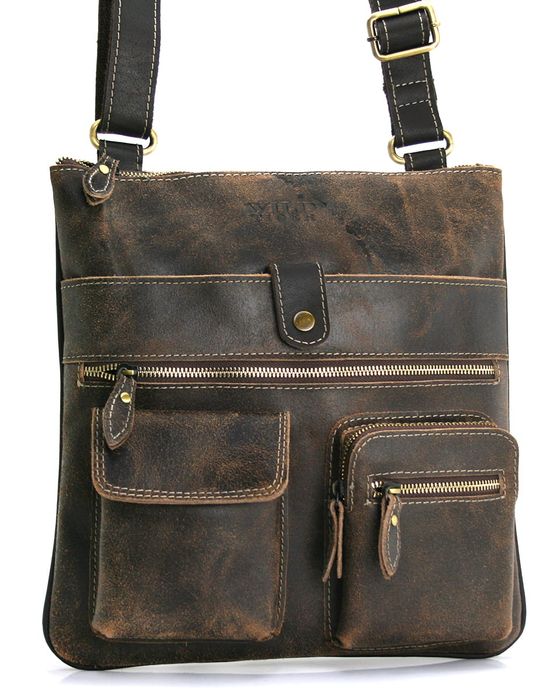 Skórzana torba męska listonoszka Wild Tiger brązowa premium ze skóry