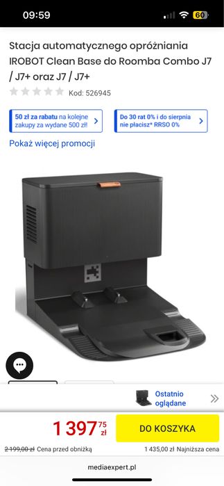 Stacja automatycznego opróżniania irobot clean base do roomba combo