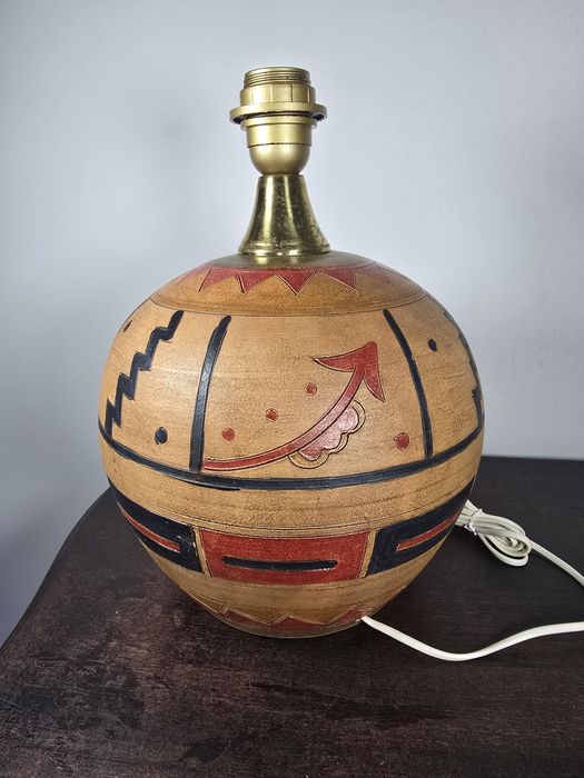 Candeeiro de Mesa vintage em Terracota Art Deco