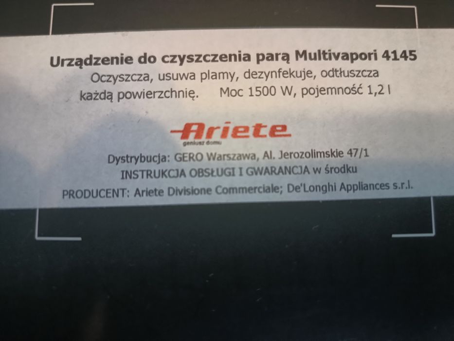 Ariete 4145 myjka parowa - jak nowa