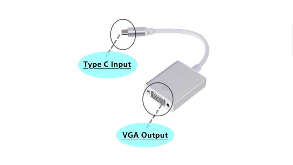 Адаптер-Конвернер Type C на VGA для MacBook .
1080P FHD