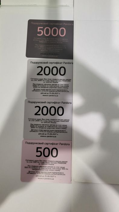 Сертифікати пандора 9500