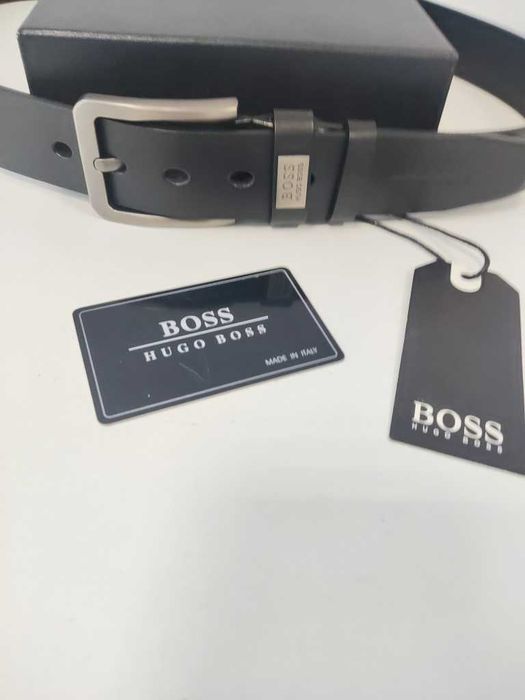 HUGO BOSS Męski pasek firmowy, skóra naturalna, Włochy 502