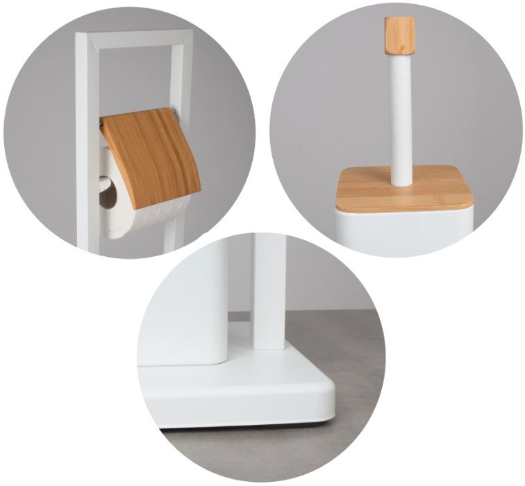 SZCZOTKA do WC + uchwyt wieszak na papier KOLORY czarny/biały/bambus