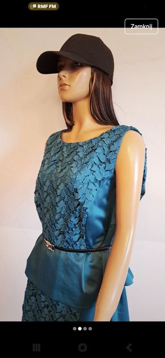 Zielona sukienka elementy koronkowe plus size