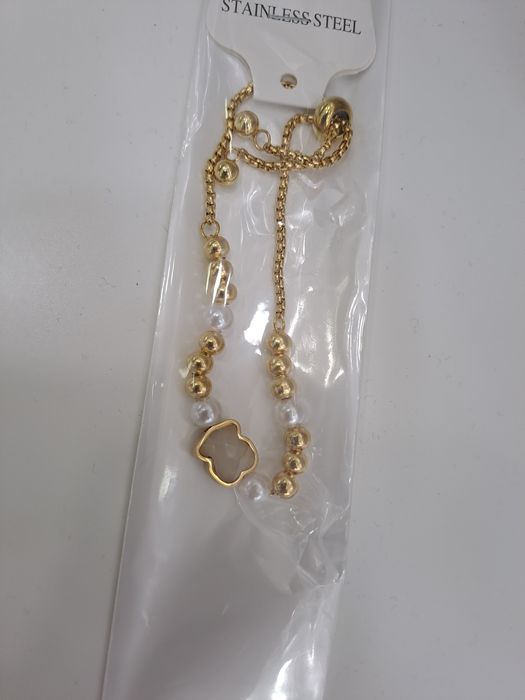 Bransoletka z misiem i kuleczkami regulowana