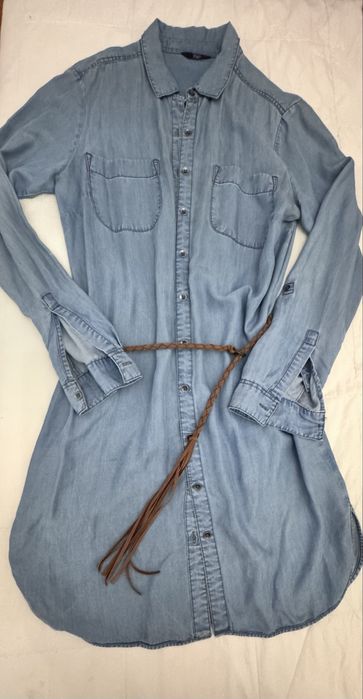 Vestido ganga com cinto