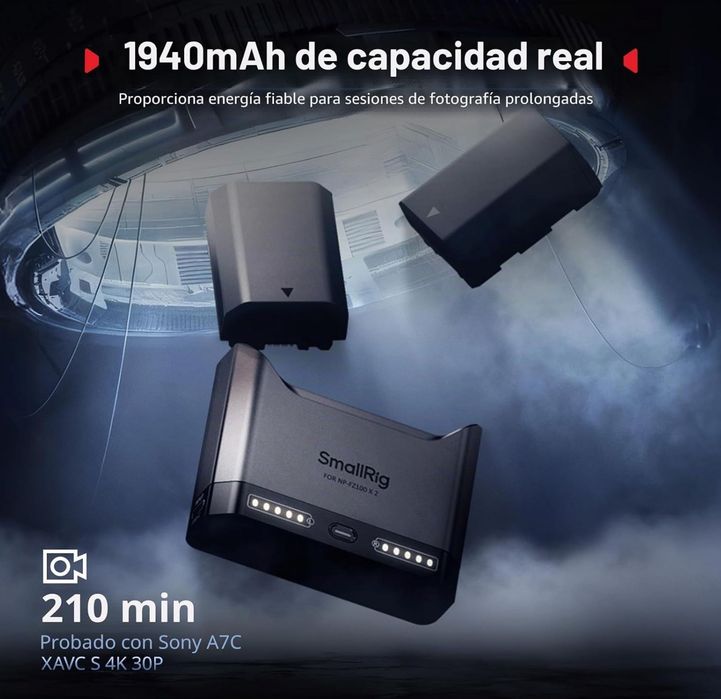 SMALLRIG NP-FZ100 Kit baterias para Sony, Dual Charger 22.5W