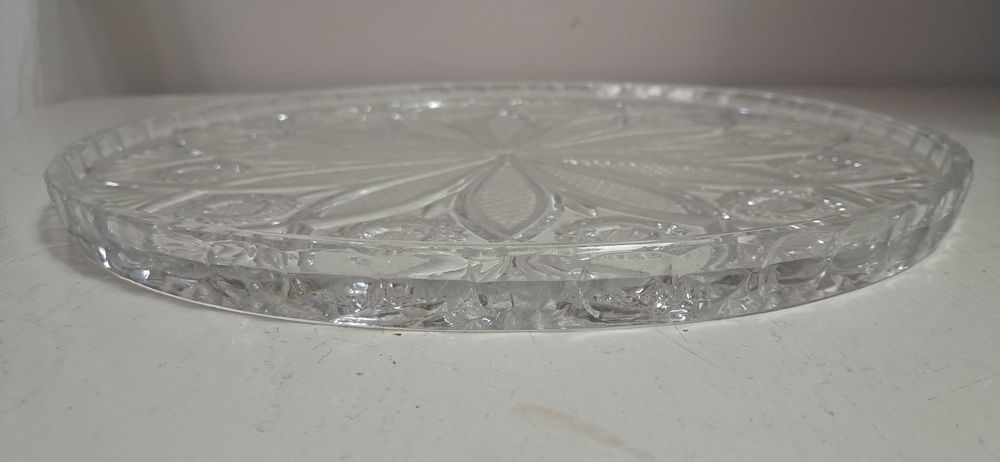 Duża Patera taca Talerz kryształowy Kryształy Stare Tortownica Antyki