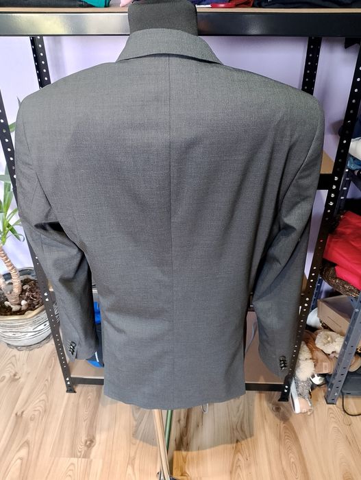 Szara Męska Wełniana Marynarka Calvin Klein Fitted
