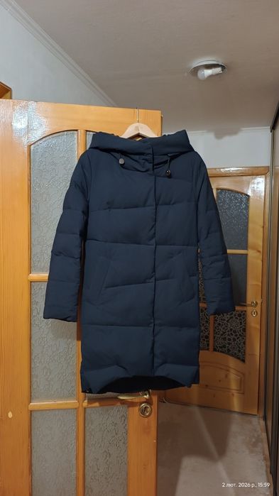 Жіноча зимова куртка S, довга, темно-синя