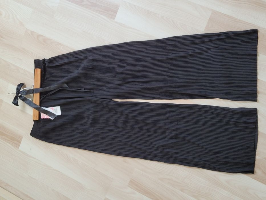 Szerokie spodnie bawełniane z gumką 4XL/5XL czarne plus size