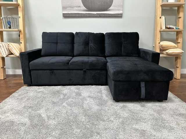 Sofá-cama preto novo - oferta especial