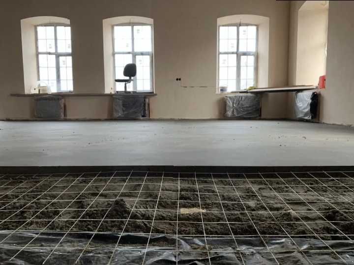 Машинная стяжка пола от 80 грн. Полусухая стяжка. Машинная штукатурка.