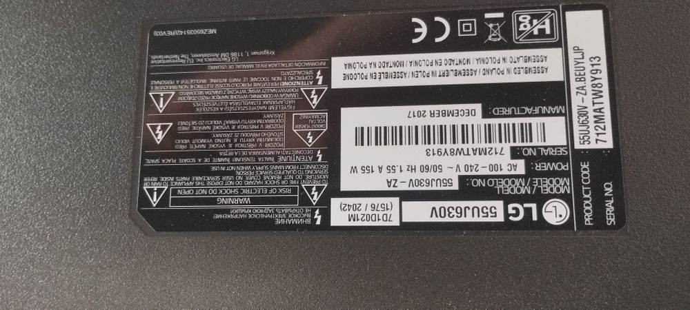 LG 55UJ630V para peças