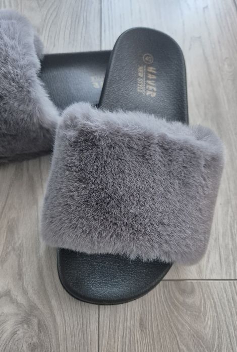 Klapki z futerkiem roz 40