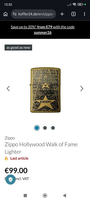 Zippo Hollywood Walk of Fame Lighter