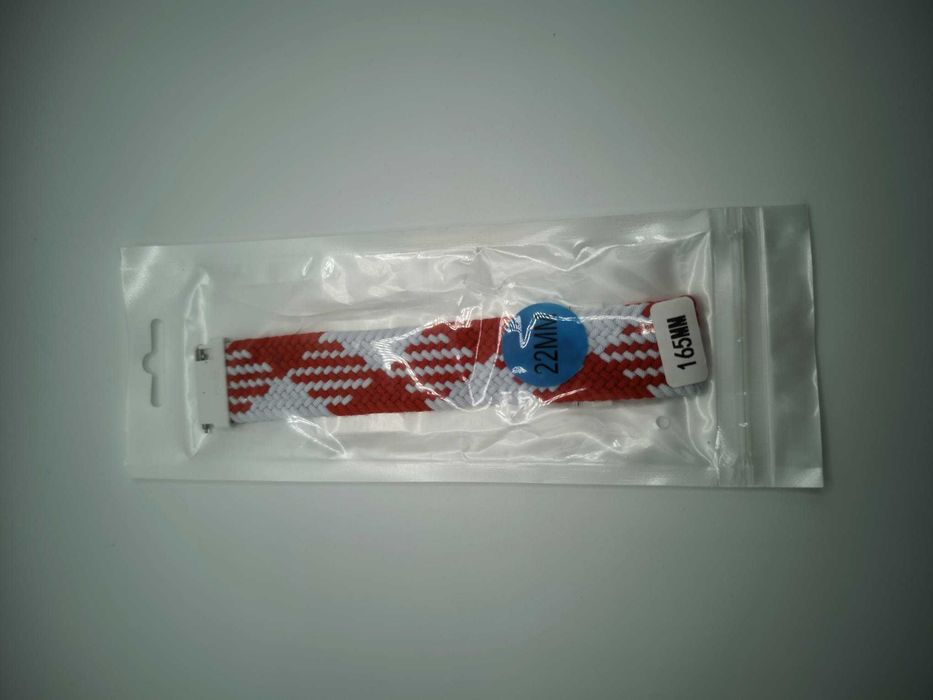 Pleciony Pasek Solo Loop – Elastyczny Nylonowy 22 mm, czerwono-biały
