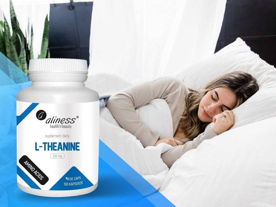 Aliness L-THEANINE 200 мг TEANINA, 100 капсул. L-теанин, L-теанін