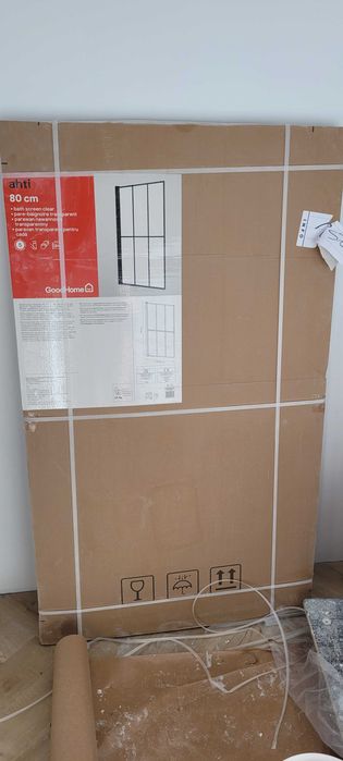 Parawan nawannowy / zaslona szklana krata czarna Ahti 80cm nowy