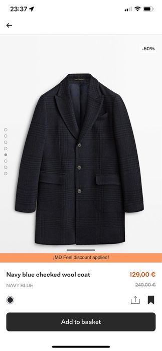 Пальто чоловіче Masimmo Dutti 50 р вовна 100%