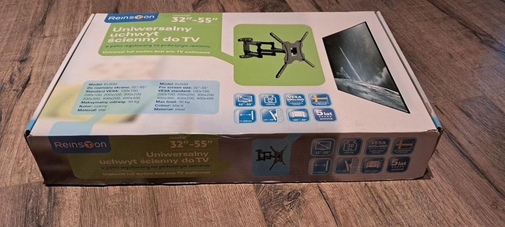 Uchwyt ścienny Reinston tv 32"-55" udźwig 30 kg. NOWY nie używany!!